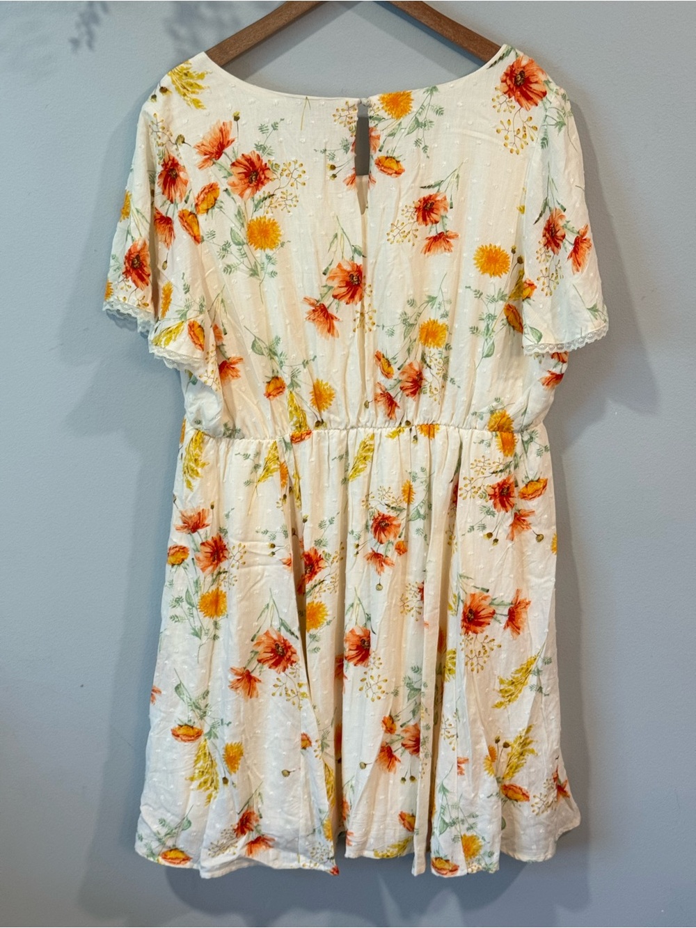 torrid Cream Dress with Orange & Yellow Floral Print Torrid Size 2 - Picture 4 of 9